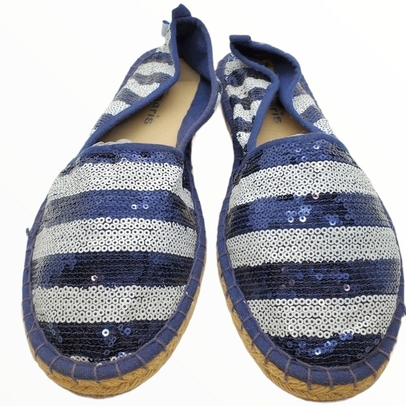 Tamaris sequin espadrilles blue & white - Picture 1 of 11